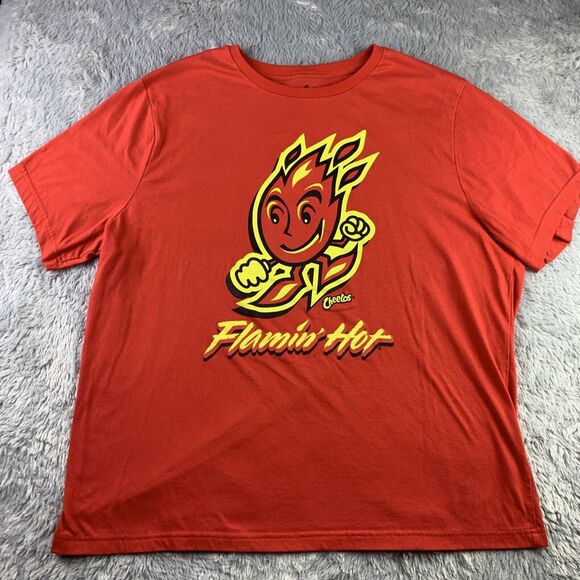 Cheetos Flamin Hot Shirt Mens 2X Red Short Sleeve Flame Fire Mad Engine Tee - Picture 2 of 7